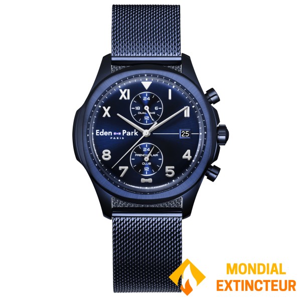 Eden Park - Montre homme Club en Acier et PVD Bleu 40mm