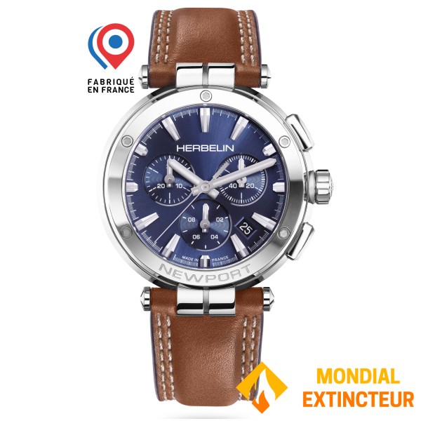 Herbelin - Montre homme Newport 40 mm cuir marron