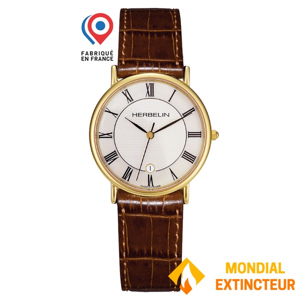Herbelin - Montre homme Sonates 34 mm cuir marron