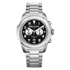 Eden Park - Montre homme Sport en Acier Argenté 43mm noir