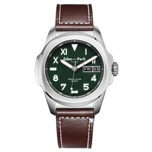 Eden Park - Montre homme Sport cuir marron 43 mm