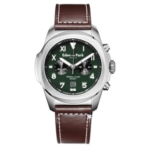 Eden Park - Montre homme Sport en Cuir Marron 43 mm