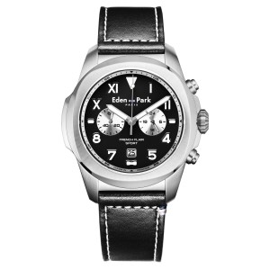 Eden Park - Montre homme Sport en Cuir noir 43 mm