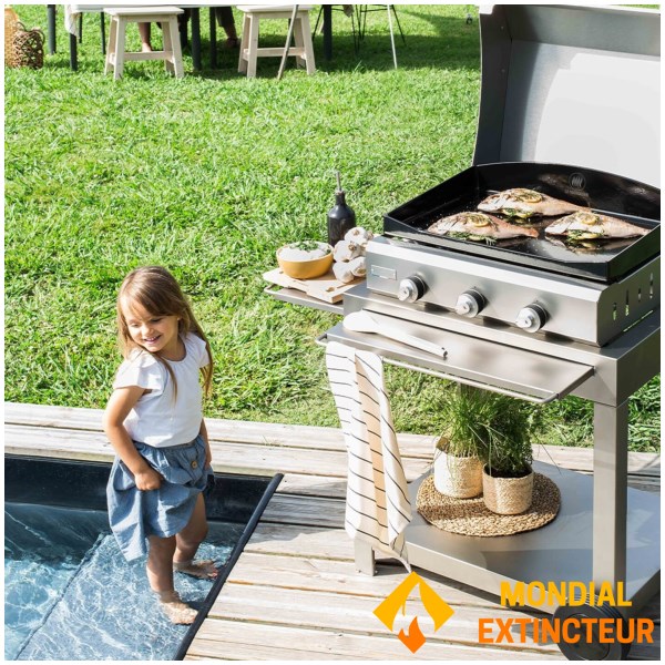 Le Marquier - Pack plancha Amalia 360 inox + Chariot + Couvercle