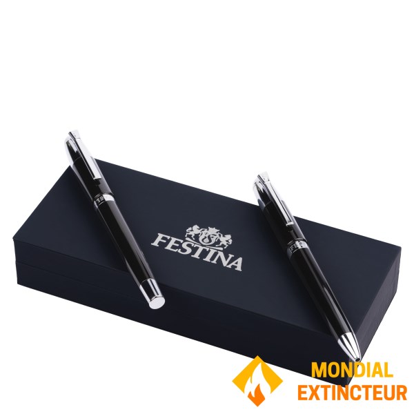 Festina - Parure de stylo Classic noir et chrome