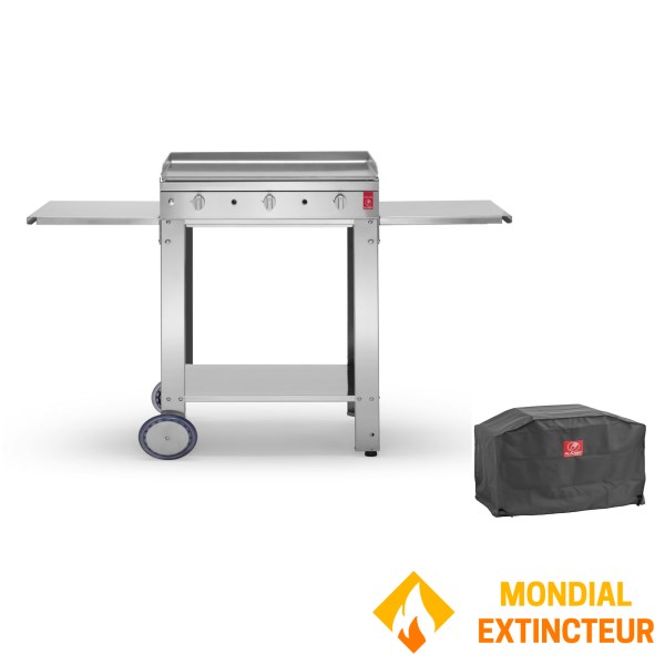 Planet - Plancha gaz Alfa800 Lisse +Housse Planet +Chariot smart