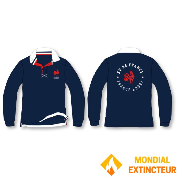 FFR - Polo adulte ML XV de France Rugby marine - S