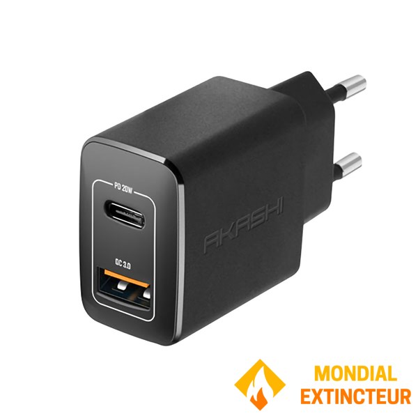 Akashi - Prise secteur Double USB noir