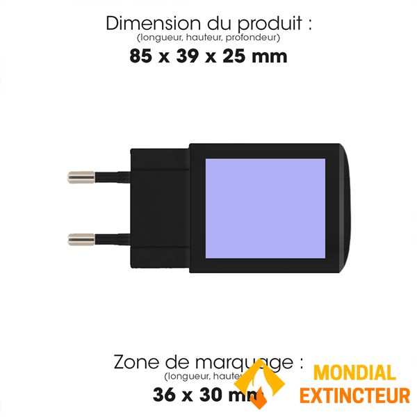 Akashi - Prise secteur Double USB noir