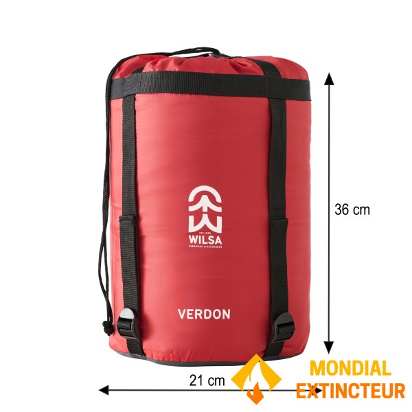 Wilsa - Sac de couchage Verdon gris et rouge