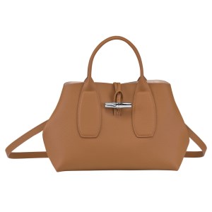 Longchamp - Sac à main  Roseau Cuir Naturel M