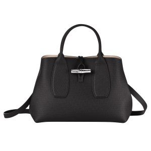 Longchamp - Sac à main Roseau Cuir Noir M