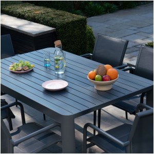 Wilsa - Salon de jardin Como gris 4/8P
