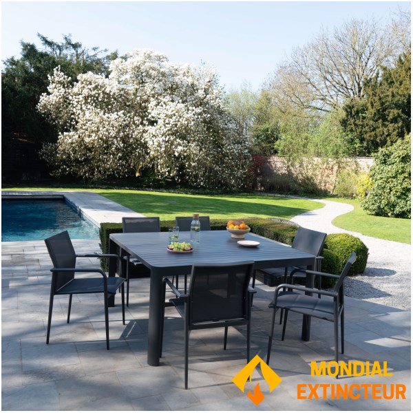 Wilsa - Salon de jardin Como gris 4/8P