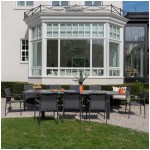 Wilsa - Salon de jardin Modulo alu gris table +10 fauteuils