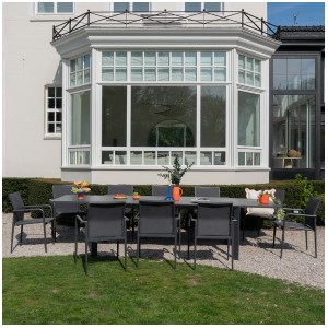 Wilsa - Salon de jardin Modulo alu gris table +10 fauteuils