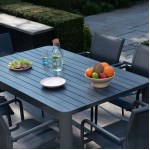 Wilsa - Salon de jardin Modulo alu gris  table + 6 fauteuils