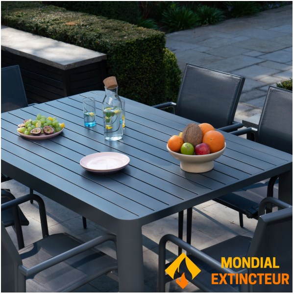 Wilsa - Salon de jardin Modulo alu gris  table + 6 fauteuils