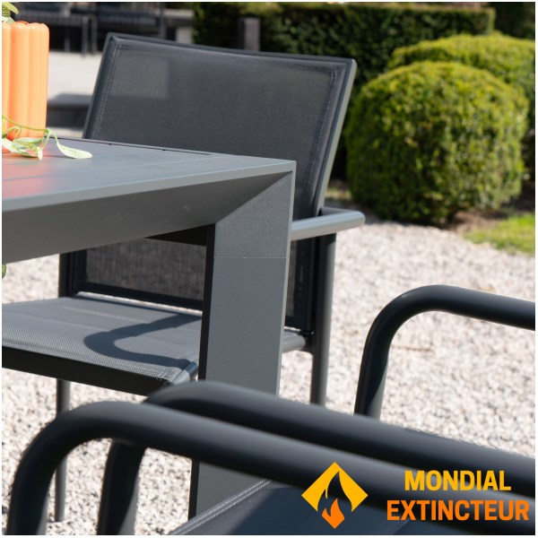 Wilsa - Salon de jardin Modulo alu gris  table + 6 fauteuils