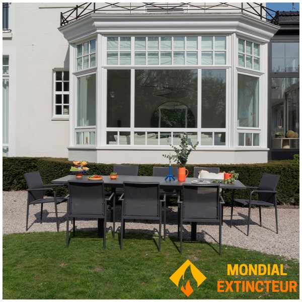 Wilsa - Salon de jardin Modulo alu gris table + 8 fauteuils