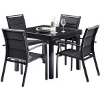 Wilsa - Salon de jardin Modulo Full Verre Noir T4/8+F4