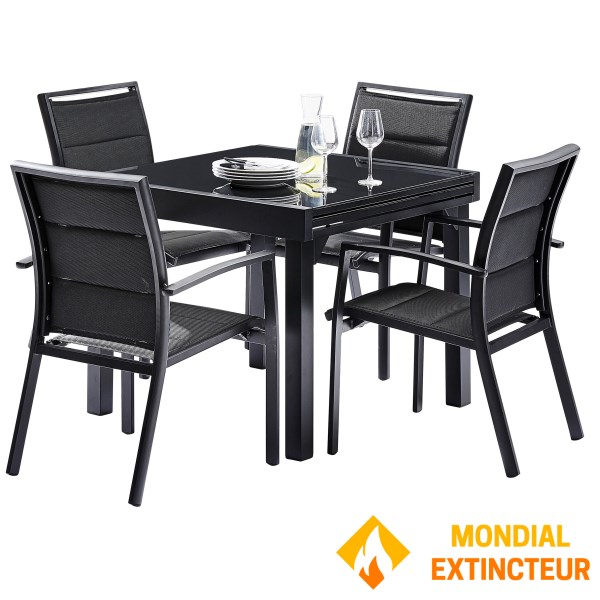 Wilsa - Salon de jardin Modulo Full Verre Noir T4/8+F4
