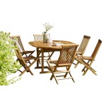 Wilsa - Salon de jardin Sofia ovale Teck huilé T4/8+ 6 chaises