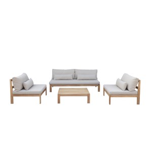 Wilsa - Salon de jardin TOUQUET 4/6p en teck massif Taupe