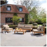Wilsa - Salon de jardin TOUQUET 4/6p en teck massif Taupe