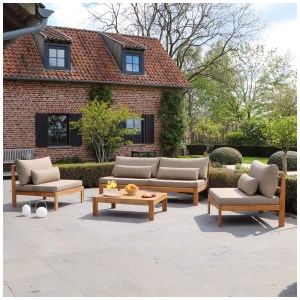 Wilsa - Salon de jardin TOUQUET 4/6p en teck massif Taupe