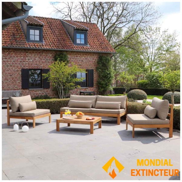 Wilsa - Salon de jardin TOUQUET 4/6p en teck massif Taupe