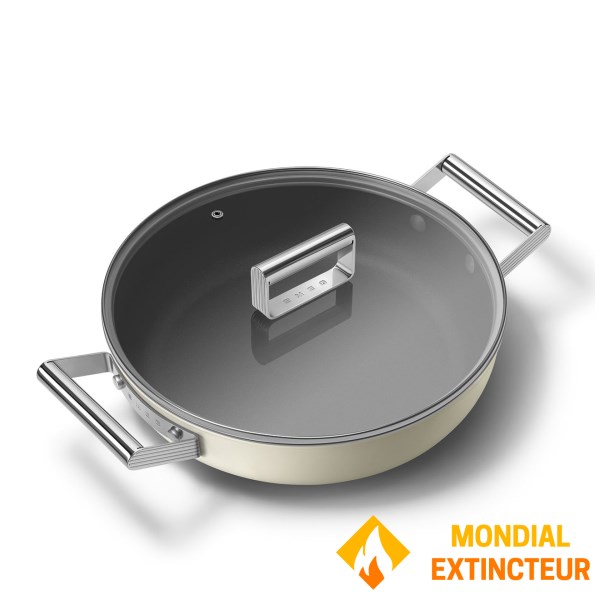 Smeg - Sauteuse 28 cm  Esthétique Années 50 crème mat