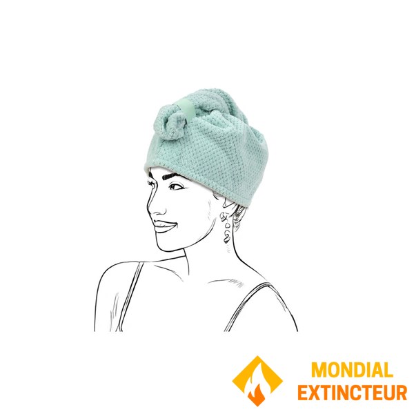 Nature et decouvertes - Serviette pour cheveux Turban vert d'eau