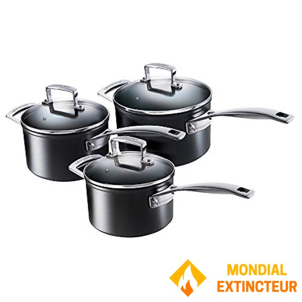 Le Creuset - Set de 3 Casseroles "Les Forgées" 16/18/20 cm - Noir