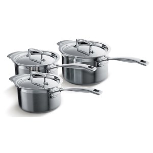 Le Creuset - Set de 3 casseroles Inox classique -16/18 / 20 cm