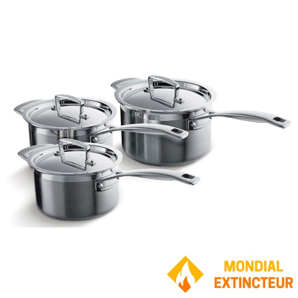 Le Creuset - Set de 3 casseroles Inox classique -16/18 / 20 cm