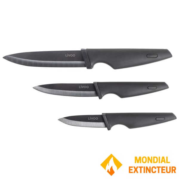 Livoo - Set 3 couteaux Céramique Noir