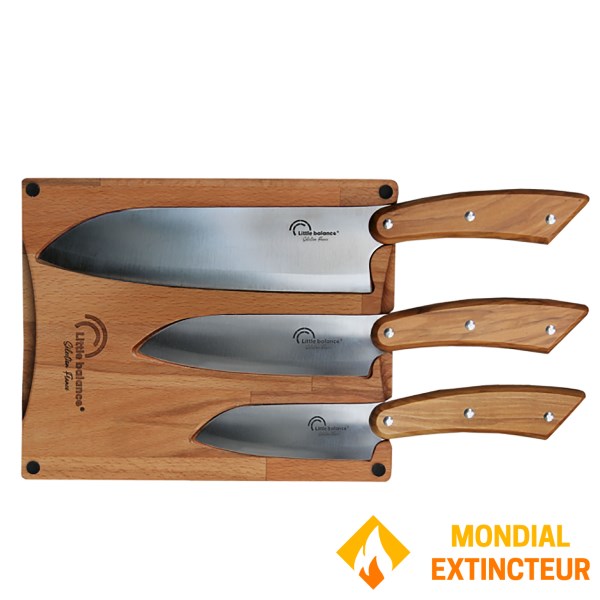 Little Balance - Set 3 couteaux Santoku + planche
