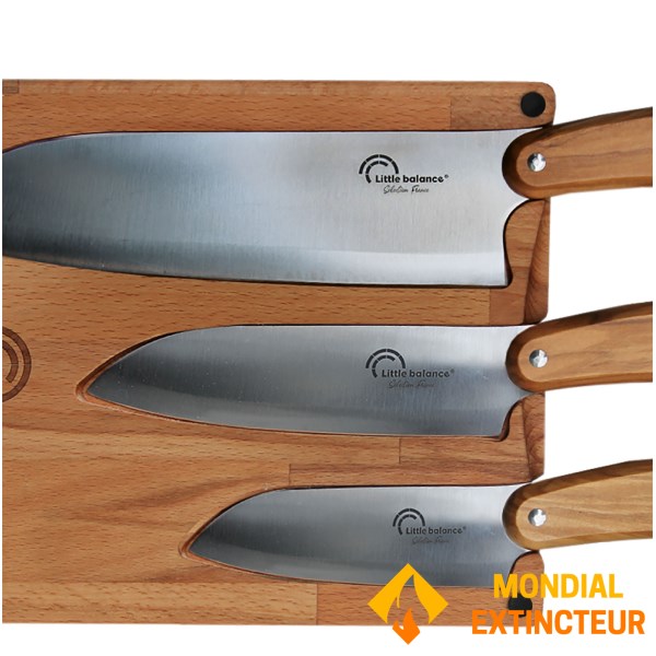 Little Balance - Set 3 couteaux Santoku + planche