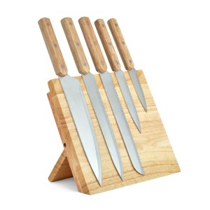 Livoo - Set de couteaux et support acier et bois