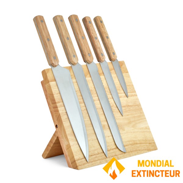 Livoo - Set de couteaux et support acier et bois