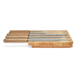 Livoo - Set de couteaux et support acier et bois