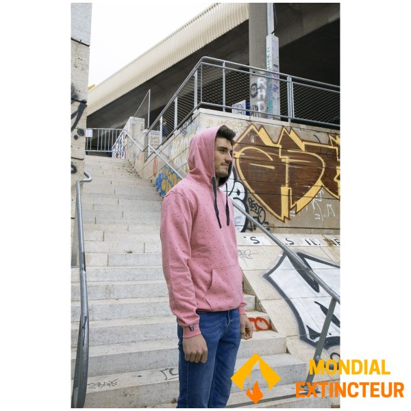 Rugby Division - Sweat capuche homme MultiSign Rose/Anthracite XXL