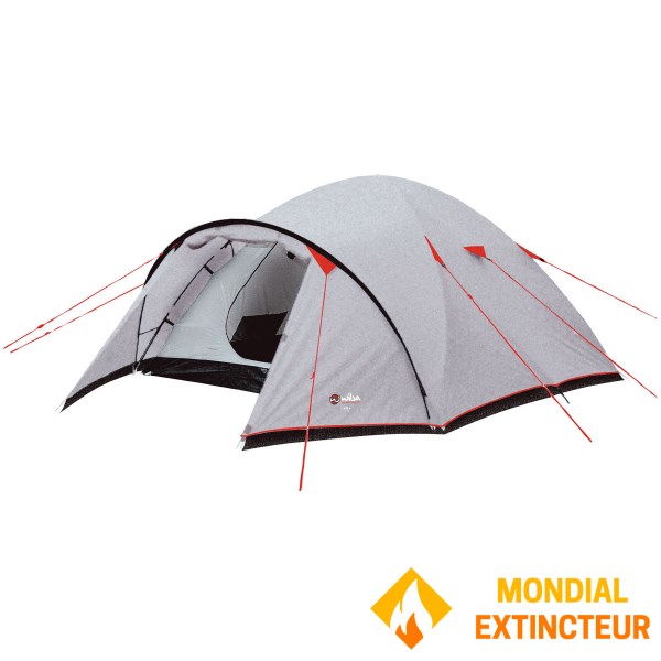 Wilsa - Tente de camping Corte 3 - Gris/rouge