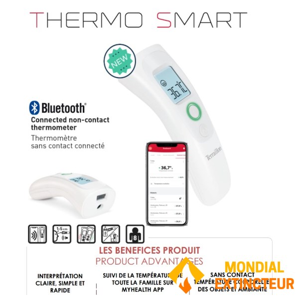 Terraillon - Thermomètre sans contact connecté Thermo Smart