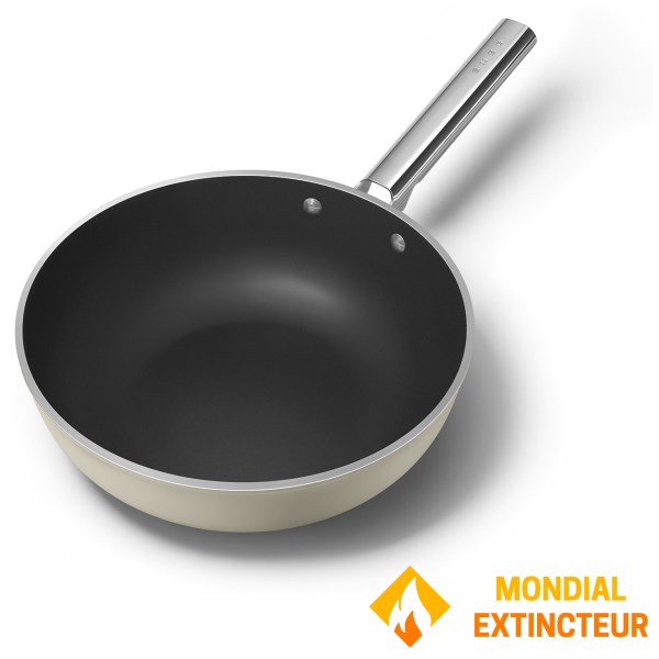Smeg - Wok 30 cm Esthétique Années 50 crème mat