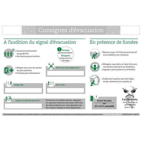 Consigne de sécurité "Consignes d'évacuation"