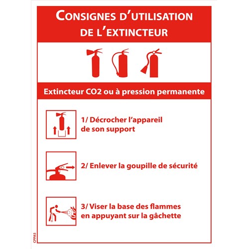 Consigne de sécurité "Utilisation des extincteurs Pression Permanente" A5