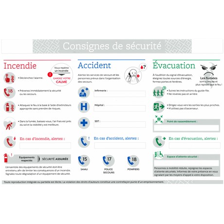 Consigne de sécurité obligatoire format A4