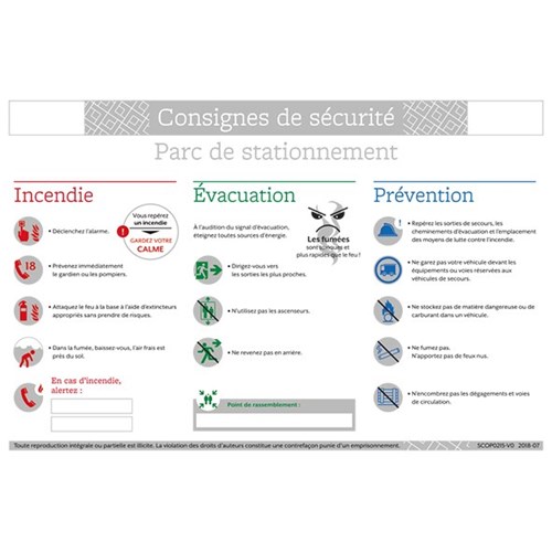 Consigne de sécurité "parc de stationnement"